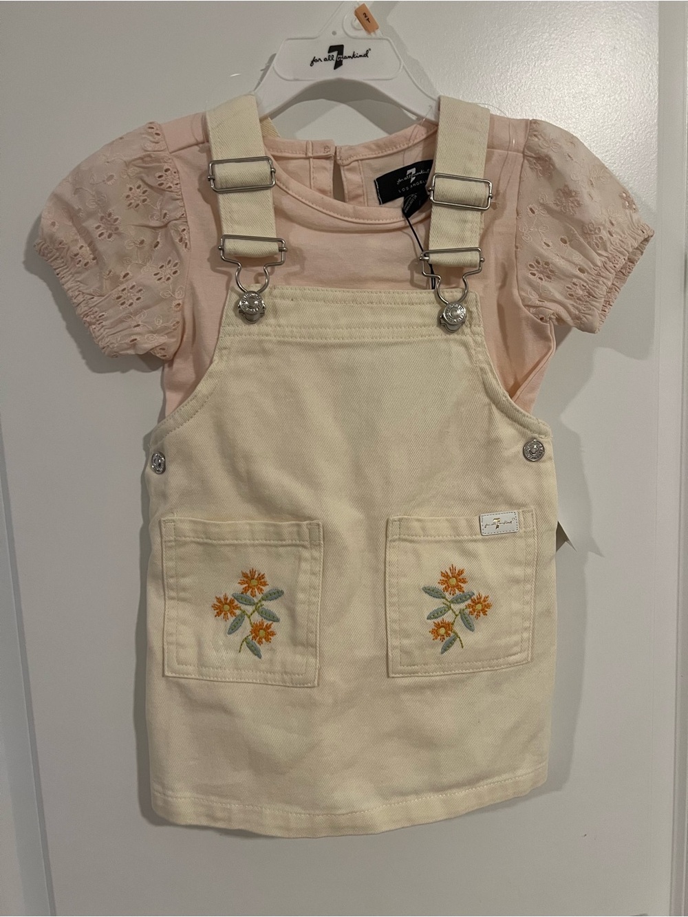 7 For All Mankind Eyelet Sleeve Bodysuit & Skirtall Set 2T